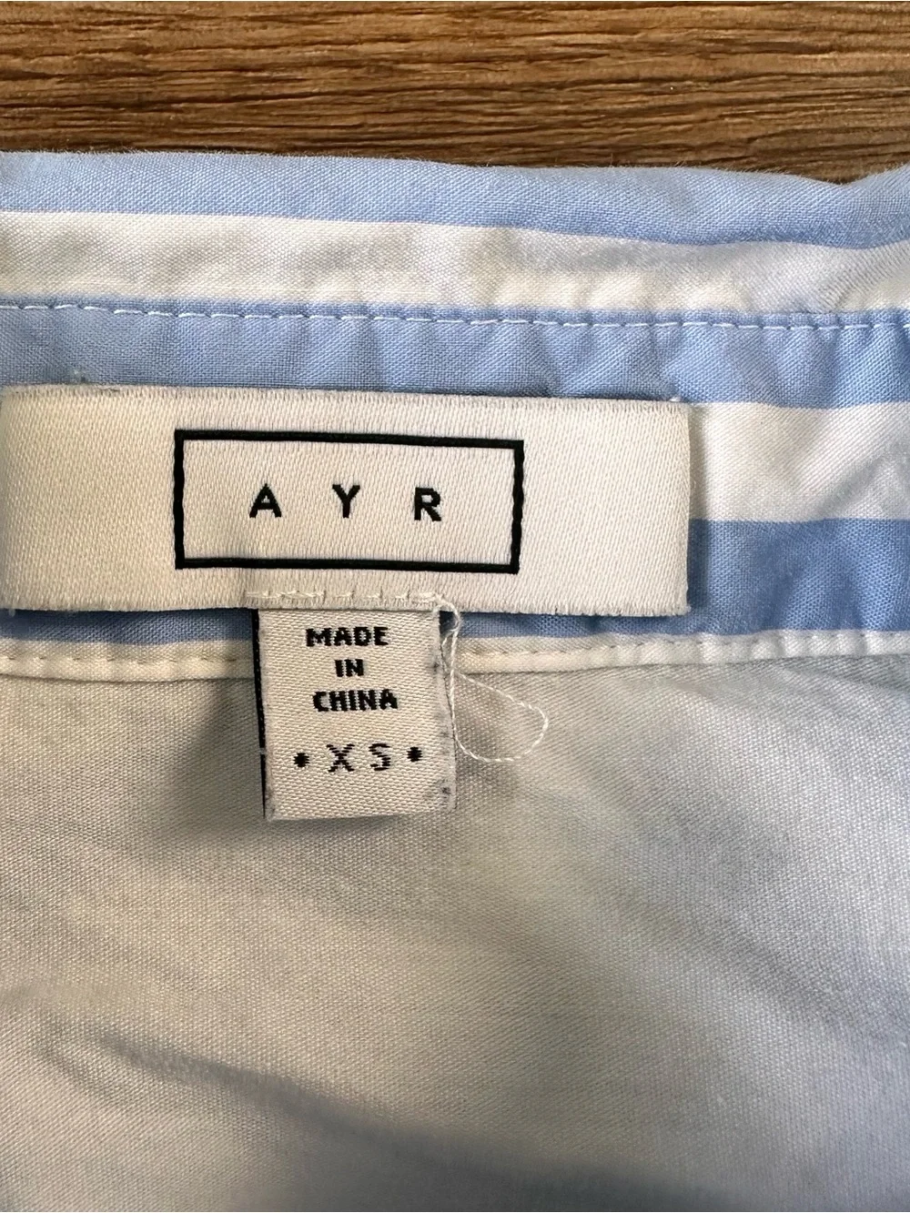 AYR The Deep End Striped Button Down Shirt Blue White Cotton XS Luxury Career - Picture 2 of 10